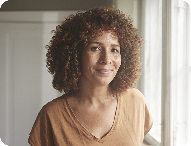 Woman in her forties smiling