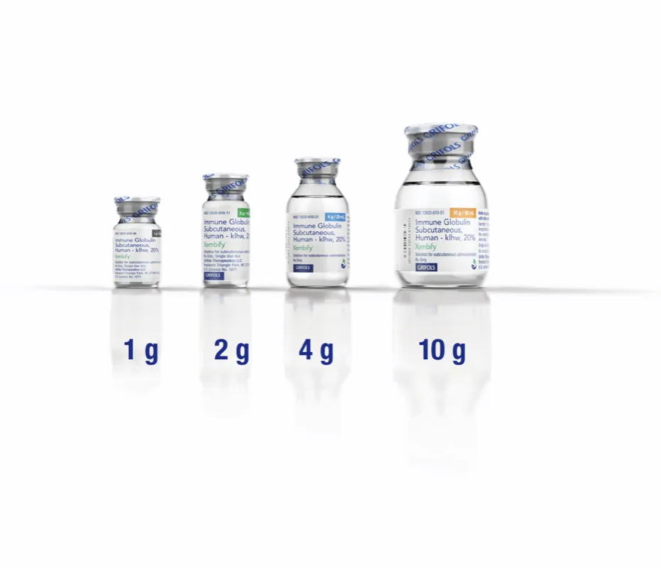 Different sizes of single-use vials, 